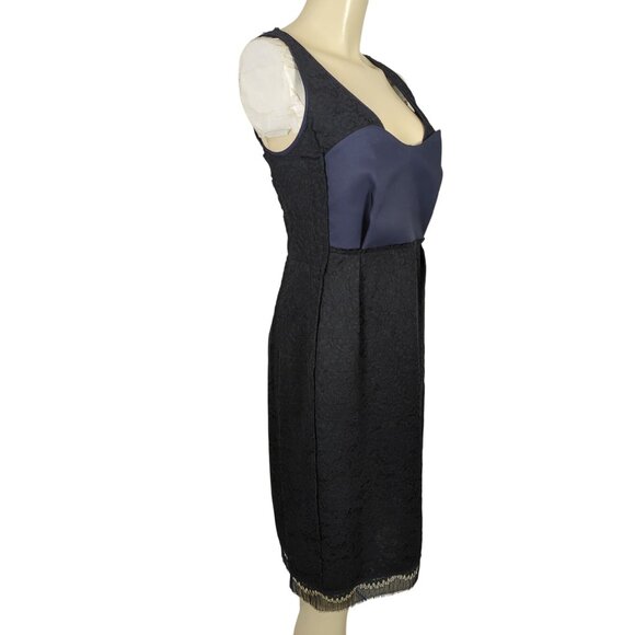 Sonia Rykiel Sleeveless lace black navy blue cocktail Sheath dress sz 38 sz 8 - Picture 4 of 16